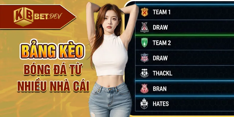 Bảng kèo bóng đá từ nhiều nhà cái