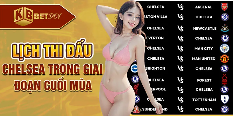 Lịch thi đấu chelsea trong giai đoạn cuối mùa